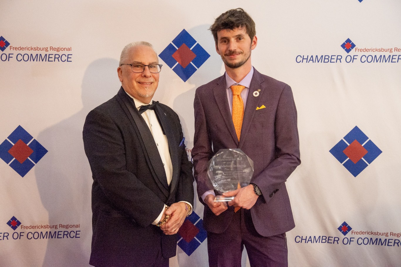 Fredericksburg Technology accepting the Small Business of the Year award at the Fredericksburg Regional Chamber of Commerce gala, April 2026